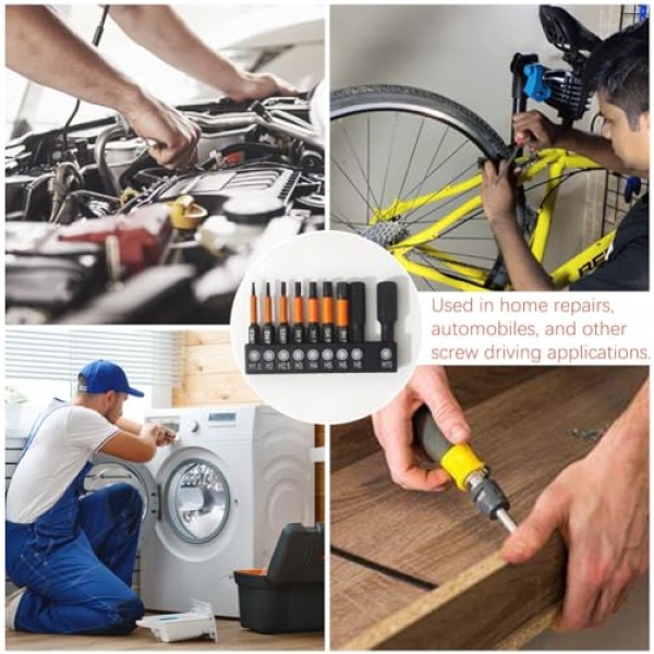 9Pcs 육각 머리 알렌 렌치 드릴 비트 세트(자기 팁 포함), 1/4'' 육각 생크 임팩트 육각 비트 세트 H1.5-H10 미터법 S2 강철 스크루드라이버 비트, 2인치 길이