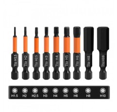 9Pcs 육각 머리 알렌 렌치 드릴 비트 세트(자기 팁 포함), 1/4'' 육각 생크 임팩트 육각 비트 세트 H1.5-H10 미터법 S2 강철 스크루드라이버 비트, 2인치 길이