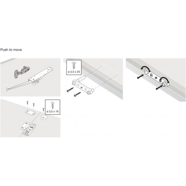 HETTICH 9238102 Wing-Line Push to Move easy, 왼쪽 열림 지지대(미닫이 문 고정 장치), 플라스틱 회색, 은색 접이식 미닫이 문이 있는 수납장용