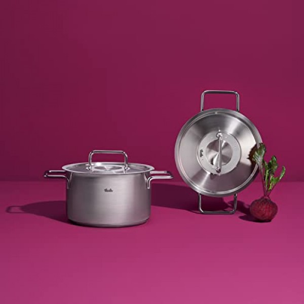 Fissler Pure Collection 스톡 냄비(금속 뚜껑 포함) - 중소 규모 요리용 - 독일산 - 모든 쿡탑에 적합 - 균일한 열 분배 - 2.2qt