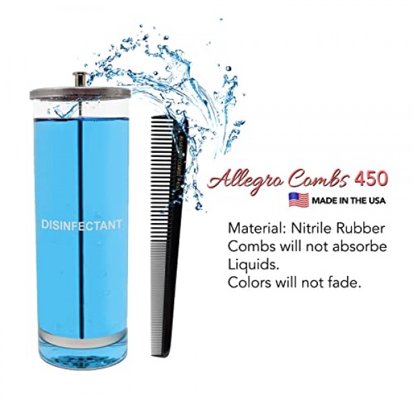 Allegro 빗 450 테이퍼 헤어 커팅 빗 이발사 헤어 헤어스타일리스트 빗 여성용 빗 남성용 포켓 빗 미국산 3개입. (검은색)