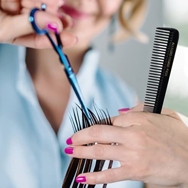 Allegro 빗 450 테이퍼 헤어 커팅 빗 이발사 헤어 헤어스타일리스트 빗 여성용 빗 남성용 포켓 빗 미국산 3개입. (검은색)