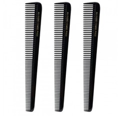 Allegro 빗 450 테이퍼 헤어 커팅 빗 이발사 헤어 헤어스타일리스트 빗 여성용 빗 남성용 포켓 빗 미국산 3개입. (검은색)