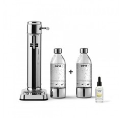 Aarke Carbonator 3 워터 카보네이터, 스테인리스 스틸 마감 + 2 x PET 병 800 ml + 아로마 드롭 시트러스 트위스트