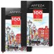 Arteza 8.3x11.7인치 스케치북, 2개 팩, 패드당 100페이지, 118lb/175gsm, 북마크 리본이 있는 하드커버 저널, 확장 가능한 내부 포켓 및 탄성 스트랩, 드라이 미디어용 미술 용