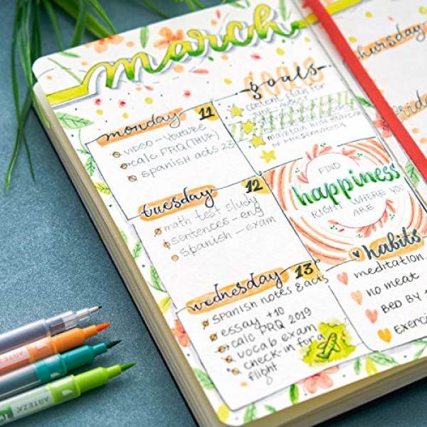 ARTEZA 듀얼 브러시 펜, 48색 세트, 미세 및 브러시 팁이 있는 아트 마커, 색칠, 서예, 스케치, 낙서용 트위마커, 그림, 저널링, 핸드 레터링용 미술 용품