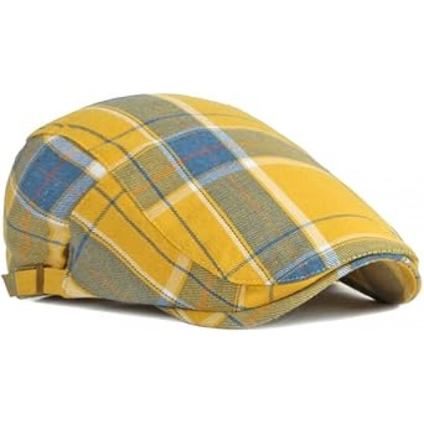 WITHMOONS 조정 가능한 다채로운 격자 무늬 플랫 캡 신문 배달원 Cabbie 개츠비 골프 베레모 모자 YZ30109