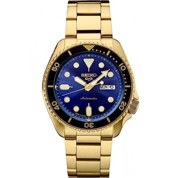 SEIKO SRPK20,남성 스포츠,GMT,기계식,오토매틱,스테인레스,골드 톤,블루 다이얼,100m WR