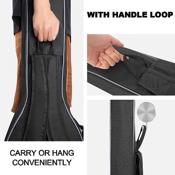 MUZNOTE 베이스 기타 가방, 베이스 기타 가방 긱백 백팩 일렉트릭 베이스 기타 케이스 소프트 0.38인치 패딩 경량 포켓 포함 방수 (블랙)