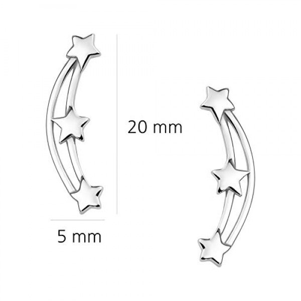 소피아 밀라노 - 여성용 귀걸이 925 실버 - 스타 롱 이어 커프 - 20734, 스털링 실버