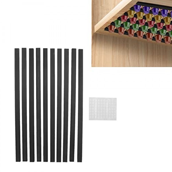 GLOGLOW 커피 캡슐 홀더, 수직 또는 수평으로 장착된 네스프레소 포드 홀더 네스프레소 포드용 DIY 접착 캡슐 홀더 싱글 사이즈 11.81 x 0.47 x 0.23인치 블랙