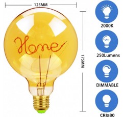 Golden Bulb Alphabet Led Bulbs 4W G125 Edison Bulb 2000Kelvin Warmth Glow Specialty Fancy Light Bulbs (Home Lamp)
