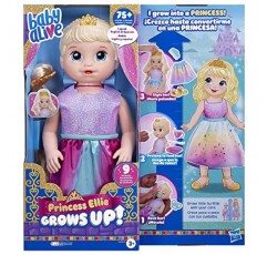 Baby Alive Princess Ellie가 자랍니다! 액세서리 포함 인터랙티브 인형, 3세 이상용 장난감, 18인치