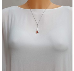 Kiara Jewellery 925 스털링 실버 브라운 앰버 바이올린 펜던트 목걸이 18