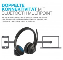 마이크가 있는 JLab Go Work 무선 헤드셋: 45시간 이상 재생, 다지점 연결이 있는 헤드폰, PC 및 휴대폰에 무선 또는 유선 연결 - 노트북 사무실용 마이크가 있는 Bluetooth 헤