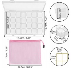 BELLE VOUS 다이아몬드 페인팅 작은 부품 분류 상자 부속품이 있는 플라스틱 상자(285개) - 예술용 뚜껑, 가방 및 라벨 세트가 있는 4 x 28 작은 상자 - 성인 및 어린이용