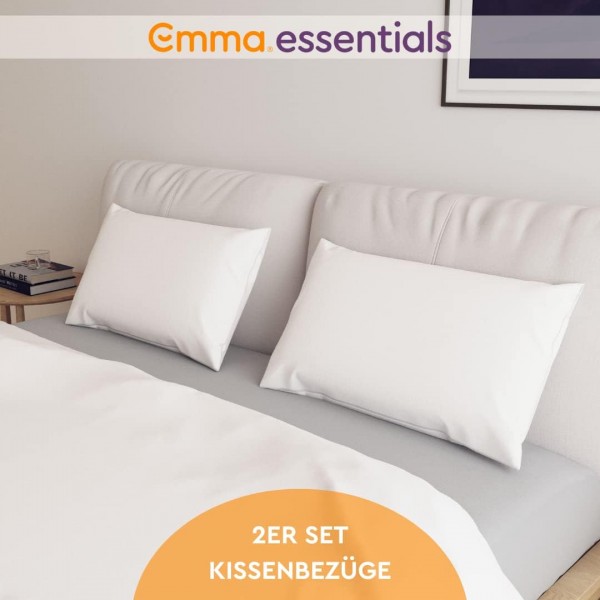 EMMA Essentials 베갯잇 2개 세트 40x70 cm, 흰색, 100% 면으로 만든 베갯잇, 매우 부드럽고 통기성 및 세탁 가능 - 30일 시험 수면 40x70 cm 흰색
