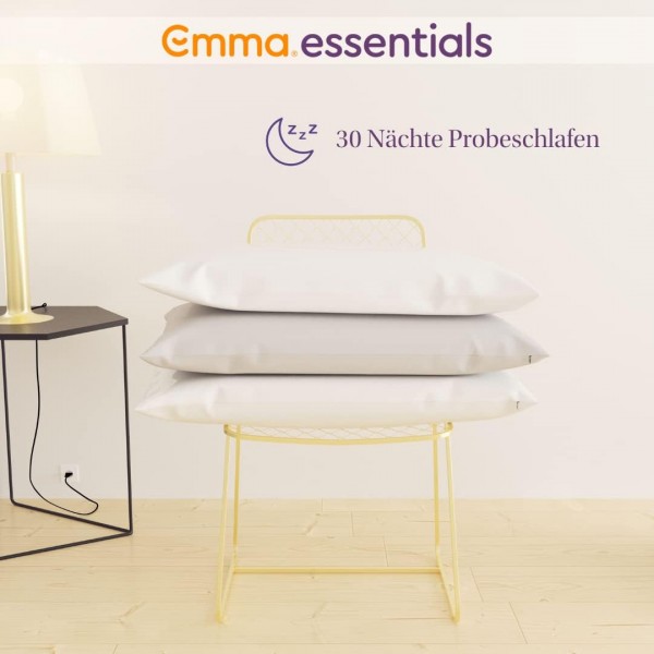 EMMA Essentials 베갯잇 2개 세트 40x70 cm, 흰색, 100% 면으로 만든 베갯잇, 매우 부드럽고 통기성 및 세탁 가능 - 30일 시험 수면 40x70 cm 흰색