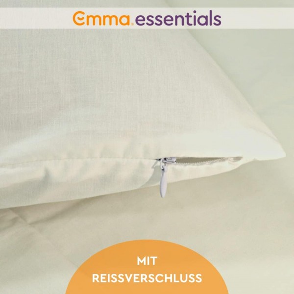 EMMA Essentials 베갯잇 2개 세트 40x70 cm, 흰색, 100% 면으로 만든 베갯잇, 매우 부드럽고 통기성 및 세탁 가능 - 30일 시험 수면 40x70 cm 흰색