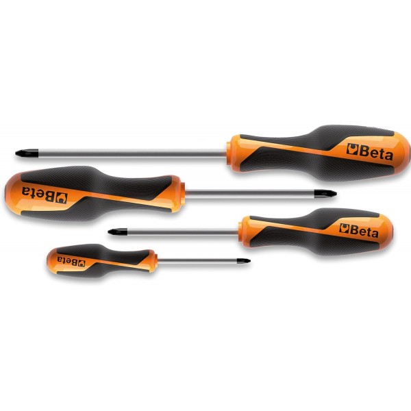 Beta 1262/S4 드라이버, 드라이버 세트(공구 4종 세트, 견고하고 고품질의 재료로 만든 공구, 전기 기사용 드라이버 세트, 최적의 비트 세트), 검정색/주황색
