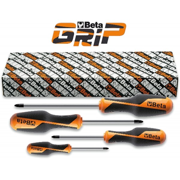 Beta 1262/S4 드라이버, 드라이버 세트(공구 4종 세트, 견고하고 고품질의 재료로 만든 공구, 전기 기사용 드라이버 세트, 최적의 비트 세트), 검정색/주황색