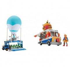 포트나이트 FNT0380 배틀 디럭스-조명과 소리가 있는 풍선 풍선 기능 및 FNT1059 Durrr 버거 푸드 트럭 TRUCK-9인치 기능 차량과 2.5인치 관절 소고기 보스 피규어 + Durrr 버거 