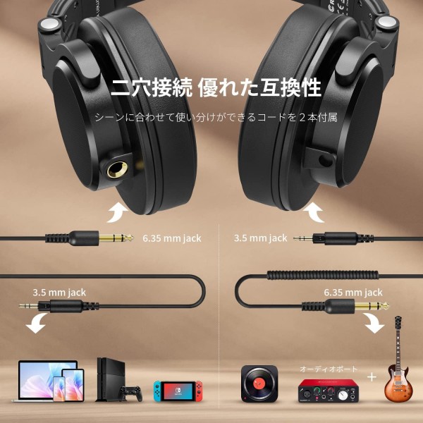 Bopmen Over-Ear 헤드폰 - Shareport가 있는 유선 스튜디오 헤드폰 녹음 모니터링을 위한 스테레오 베이스 사운드가 있는 접이식 헤드셋 키보드 기타 앰프 DJ 핸드폰 블랙(Y71)