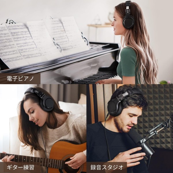 Bopmen Over-Ear 헤드폰 - Shareport가 있는 유선 스튜디오 헤드폰 녹음 모니터링을 위한 스테레오 베이스 사운드가 있는 접이식 헤드셋 키보드 기타 앰프 DJ 핸드폰 블랙(Y71)