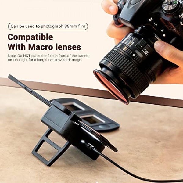 JJC 사진 슬라이드 및 필름 디지털화 LED 조명 키트(35mm 필름 스트립 및 슬라이드 홀더 포함), 10레벨 밝기 슈 마운트 사진 슬라이드 및 필름 네거티브 스캐닝 복사용 LED 