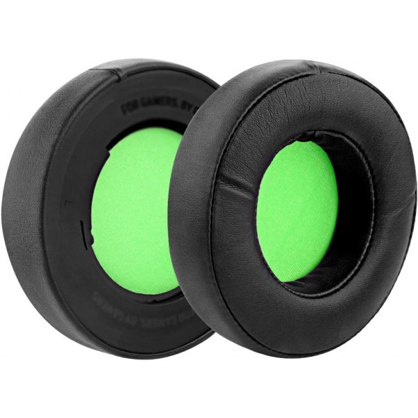 Razer Kraken 7.1용 Geekria QuickFit 교체용 이어패드 Chroma V2 USB 게임용 헤드셋 헤드폰 이어패드 헤드셋 이어패드 수리 부품(검은색/녹색)