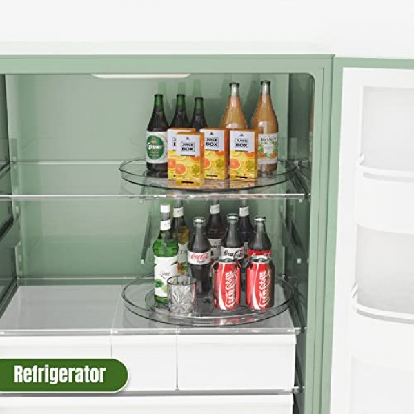 URALFA 캐비닛 2팩용 게으른 수잔 정리함, 10.6인치 투명 게으른 수잔 턴테이블 회전 정리함, 주방, 욕실, 식료품 저장실, 냉장고, 테이블용 플라스틱 정리함 및 보관용 스