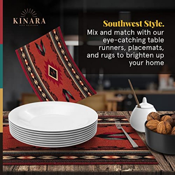 Kinara Cibola 플레이스매트 세트 – 남서부 아메리카 원주민 디자인 – 아름답고 독특한 패턴 – 촘촘하게 짜여진 12.25x19인치 플레이스매트 4개.