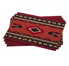 Kinara Cibola 플레이스매트 세트 – 남서부 아메리카 원주민 디자인 – 아름답고 독특한 패턴 – 촘촘하게 짜여진 12.25x19인치 플레이스매트 4개.