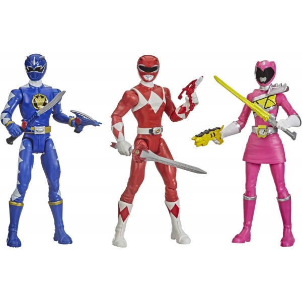 파워레인저 Beast Morphers 스페셜 에피소드 3팩 액션 피규어 장난감 Dino Thunder Blue Ranger, Mighty Morphin Red Ranger, Dino Charge Pink Ranger