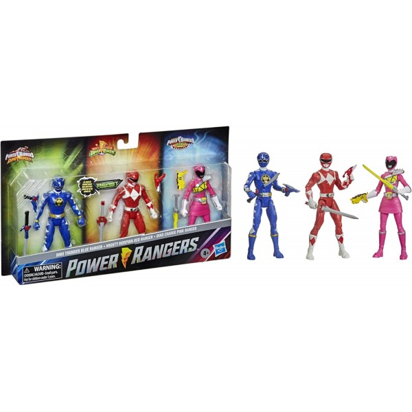파워레인저 Beast Morphers 스페셜 에피소드 3팩 액션 피규어 장난감 Dino Thunder Blue Ranger, Mighty Morphin Red Ranger, Dino Charge Pink Ranger