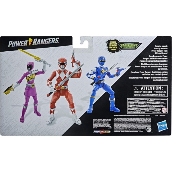 파워레인저 Beast Morphers 스페셜 에피소드 3팩 액션 피규어 장난감 Dino Thunder Blue Ranger, Mighty Morphin Red Ranger, Dino Charge Pink Ranger