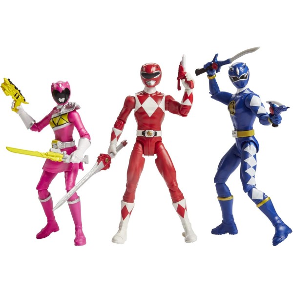 파워레인저 Beast Morphers 스페셜 에피소드 3팩 액션 피규어 장난감 Dino Thunder Blue Ranger, Mighty Morphin Red Ranger, Dino Charge Pink Ranger