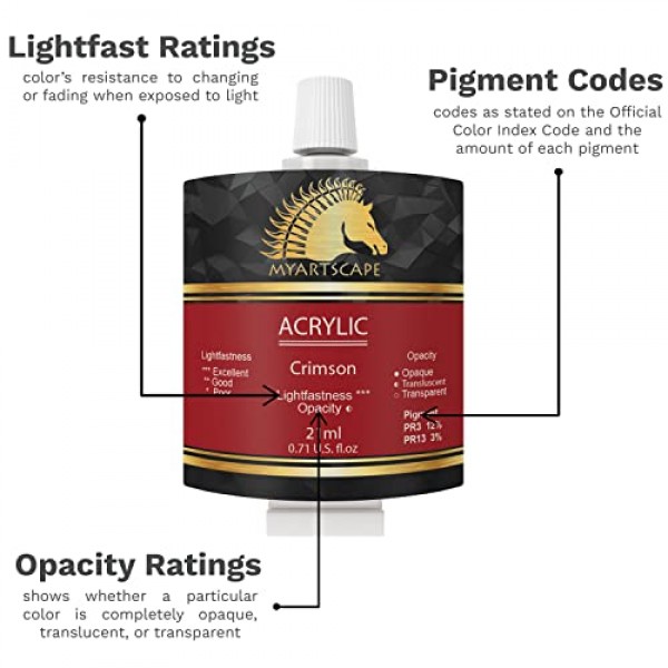 MyArtscape 아크릴 페인트 세트 - 3개의 페인트 브러시가 포함된 72 x 21ml 튜브 미술 용품 ​​- 헤비 바디 아크릴 페인트 성인을 위한 이상적인 페인팅 키트
