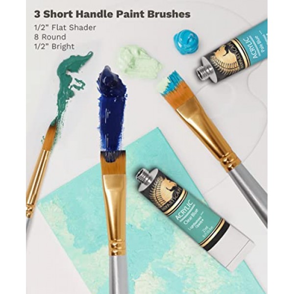 MyArtscape 아크릴 페인트 세트 - 3개의 페인트 브러시가 포함된 72 x 21ml 튜브 미술 용품 ​​- 헤비 바디 아크릴 페인트 성인을 위한 이상적인 페인팅 키트