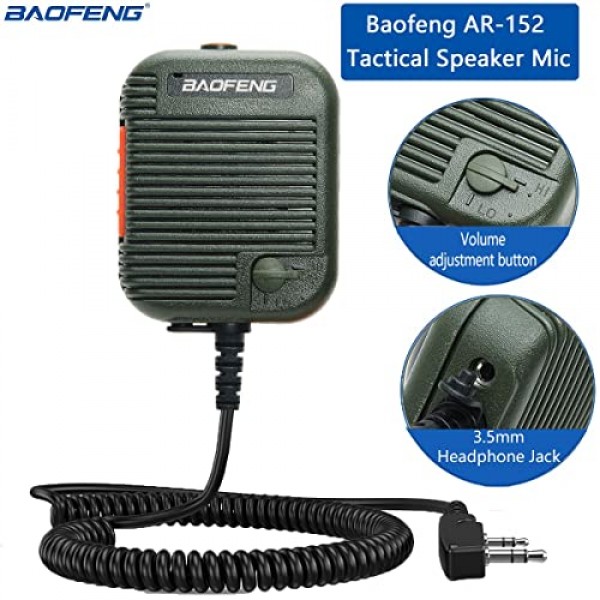 Baofeng 군용 등급 볼륨 조정 가능한 스피커 마이크(3.5mm 수신기 포함)/Baofeng AR-152 UV-5R Motorola TYT 라디오 액세서리용 감시 음향 튜브 이어폰만 듣기