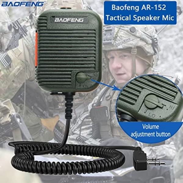 Baofeng 군용 등급 볼륨 조정 가능한 스피커 마이크(3.5mm 수신기 포함)/Baofeng AR-152 UV-5R Motorola TYT 라디오 액세서리용 감시 음향 튜브 이어폰만 듣기