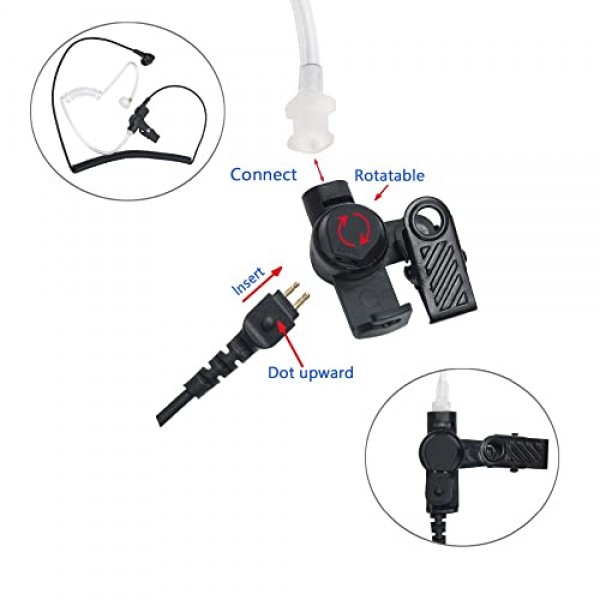 Baofeng 군용 등급 볼륨 조정 가능한 스피커 마이크(3.5mm 수신기 포함)/Baofeng AR-152 UV-5R Motorola TYT 라디오 액세서리용 감시 음향 튜브 이어폰만 듣기