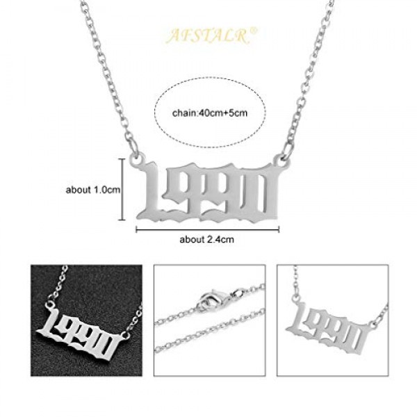 여성용 Afstalr 생일 목걸이, 생일 선물, 참 펜던트, 소녀 용 우정 보석, 1980-2019, 실버/골드/로즈 골드