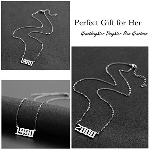 여성용 Afstalr 생일 목걸이, 생일 선물, 참 펜던트, 소녀 용 우정 보석, 1980-2019, 실버/골드/로즈 골드