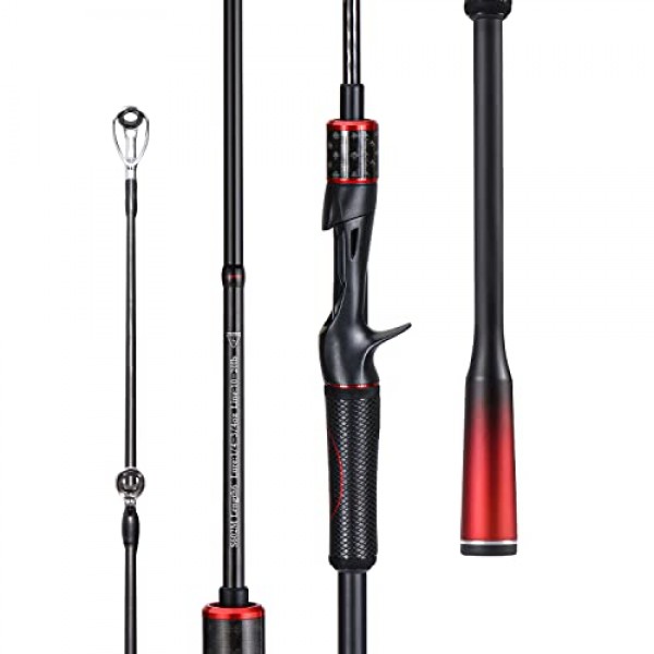 Sougayilang 낚싯대, IM7 흑연 스피닝 로드 및 캐스팅 로드, 스테인레스 스틸 가이드, 슈퍼폴리머 핸들, 민물 및 바닷물 낚시용 2개 부품