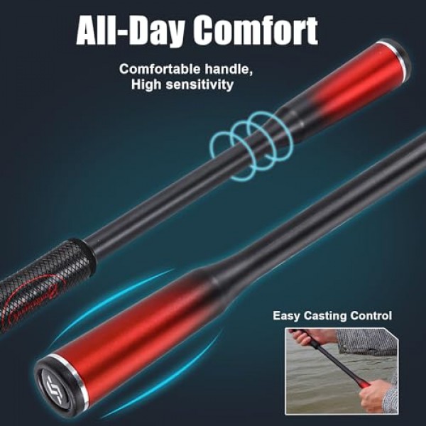 Sougayilang 낚싯대, IM7 흑연 스피닝 로드 및 캐스팅 로드, 스테인레스 스틸 가이드, 슈퍼폴리머 핸들, 민물 및 바닷물 낚시용 2개 부품