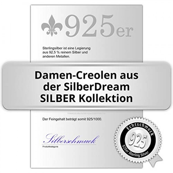 SilberDream SDO4281J 여성용 귀걸이 925 실버 후프 귀걸이 12 mm 더블, 스털링 실버