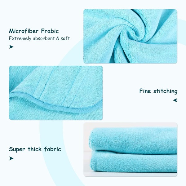 HAPPY HACHI 극세사 개 목욕 가운 빨 수 있는 고양이 빠른 건조 목욕 타올 조절 가능한 스트랩이 있는 초흡수성 애완 동물 코트(L, 스카이 블루) L 스카이 블루