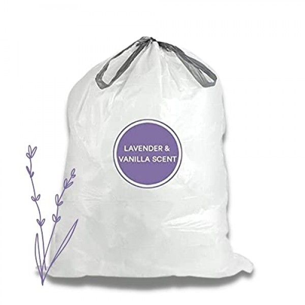 Plasticplace 8갤런 쓰레기 봉투 │ 0.7밀 │ 라벤더 및 소프트 바닐라 향 쓰레기통 라이너 │ 22