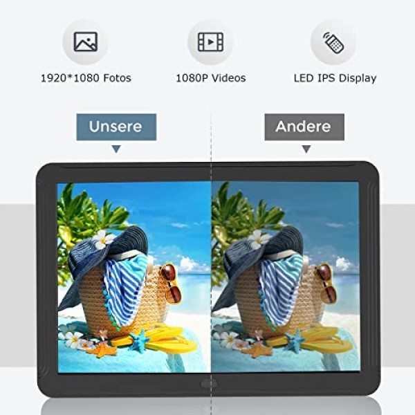 BRIHIEVY 디지털 액자, 10.1인치, 1920 x 1080P HD IPS 화면을 갖춘 전자 액자, 리모컨, 간편한 설정, 비디오, 음악, 사진 달력, 시계, SD/MMC/MS/USB 지원